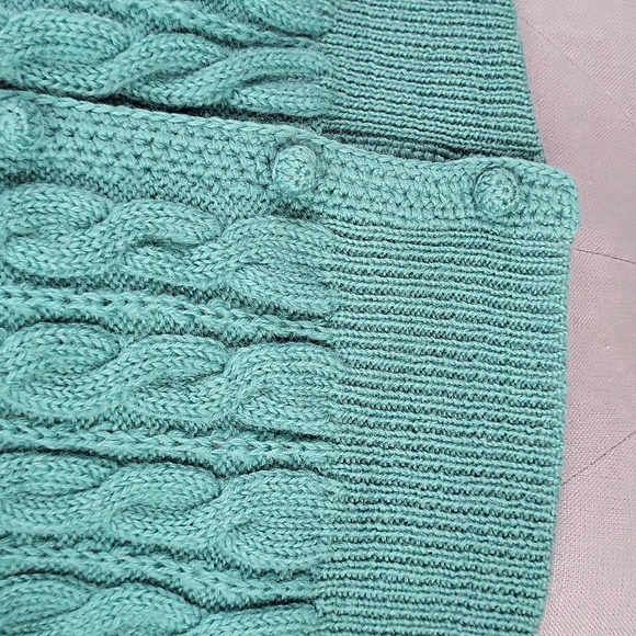 Vintage Trimingham’s Bermuda x Deans of Scotland Teal Wool Cardigan - Size S - Picture 7 of 10